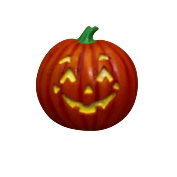 Vintage 80s Jack-o-Lantern Pumpkin Pin - Picture 1 of 4